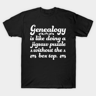 Funny Genealogy Quote Genealogy Is Like Doing A Jigsaw Puzzle Without The Box Top T-Shirt